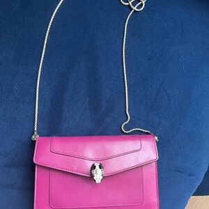 Bulgari Fuchsia Crossbody Bag with Gold Chain